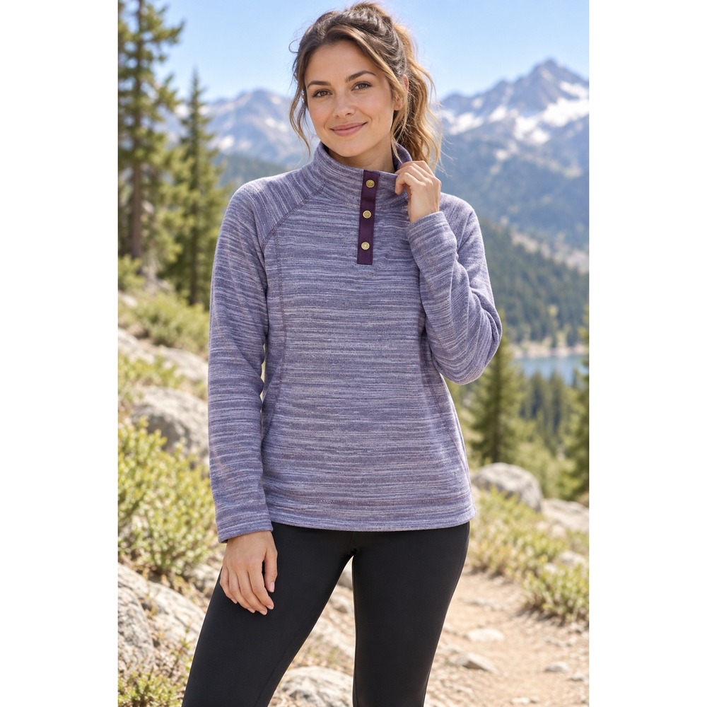 Title Nine Purple Space Dye Snap Neck Fleece Pullover TN460921 Womens Medium